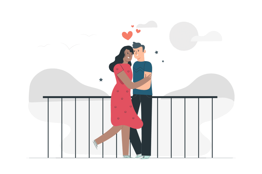 a woman and a man are in a loving relationship