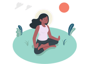 a women focuses on meditation