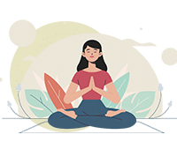 women meditates withe hands in prier position