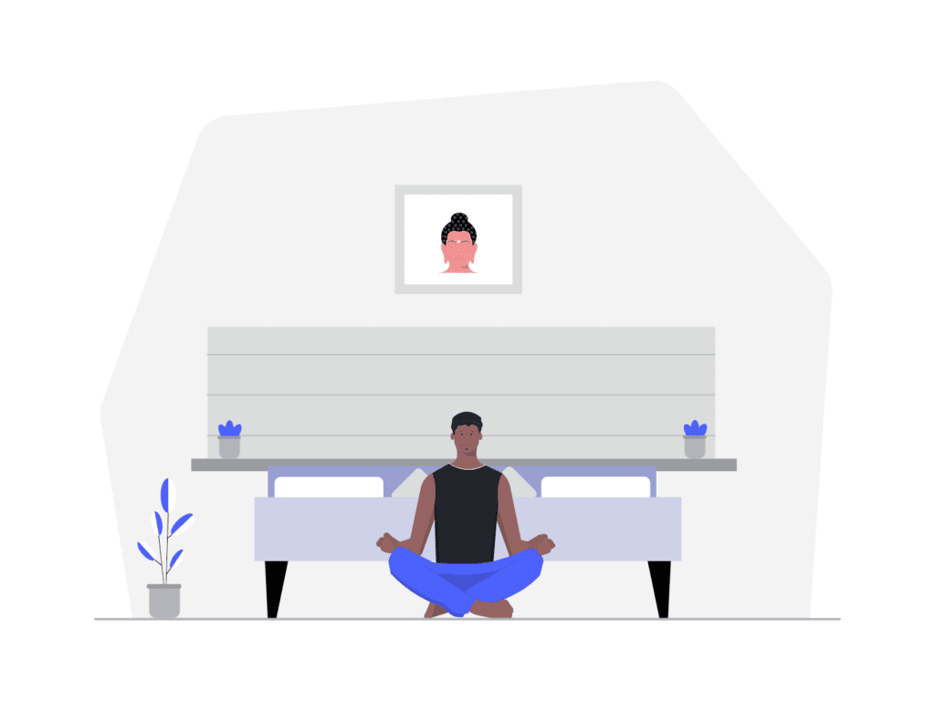 A man practices body scan meditation for sleep