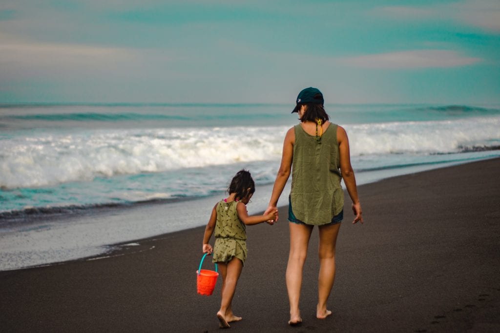 Walking on a beach is a great mindful activity