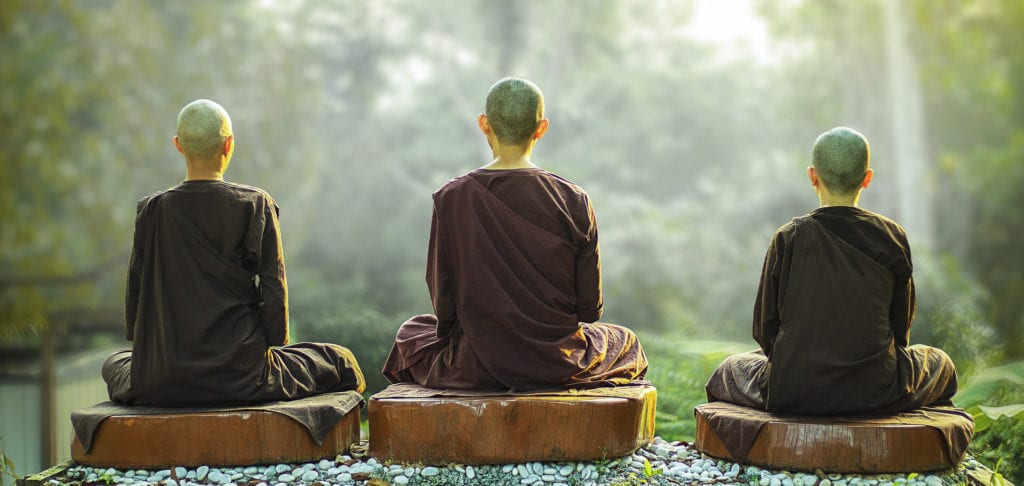 Buddhist nuns practice Buddhist meditation