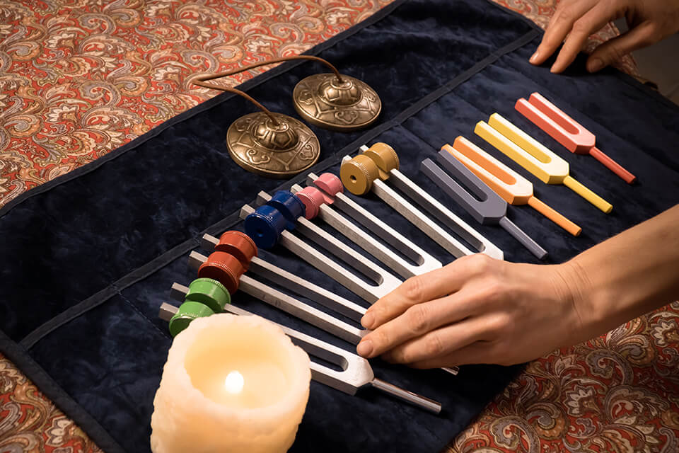 A selection of tuning forks for healing